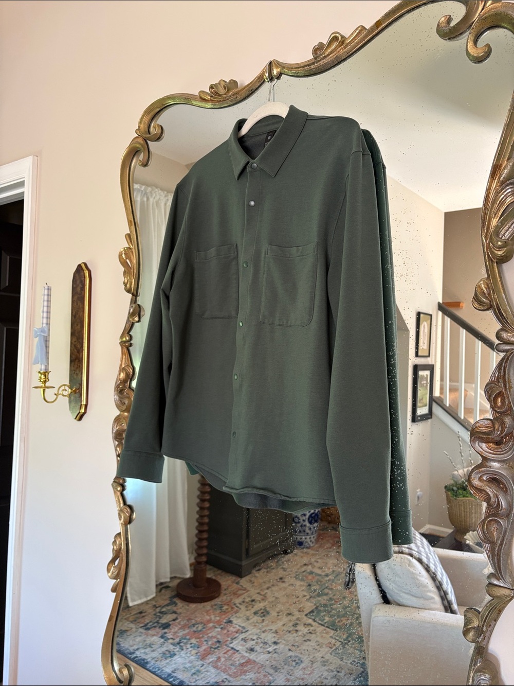 lululemon Men's Dark Green Button-Down Casual Shirt